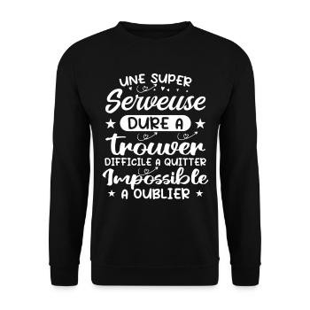 Une Super Serveuse - Cadeau serveuse - Sweat-shirt Unisexe - noir - Devant - Alina (178cm) & Michal (187cm)