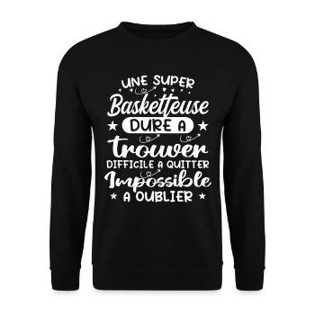 Ein super Basketballspieler - Basketballspieler Geschenk - Unisex Pullover - Schwarz - Vorne - Alina (178cm) & Michal (187cm)