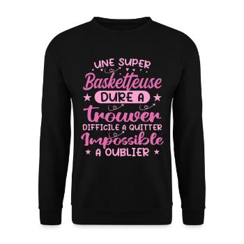 Ein super Basketballspieler - Basketballspieler Geschenk - Unisex Pullover - Schwarz - Vorne - Alina (178cm) & Michal (187cm)