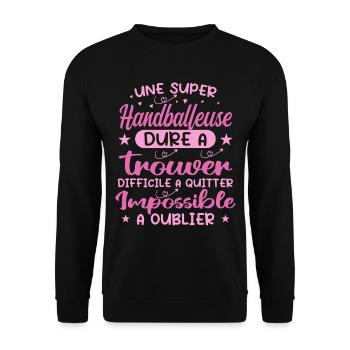 Ein super Handball Mädchen - Handball Geschenk - Unisex Pullover - Schwarz - Vorne - Alina (178cm) & Michal (187cm)