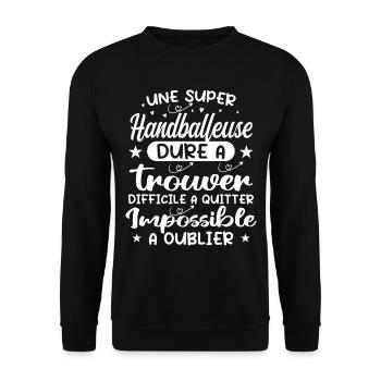 Ein super Handball Mädchen - Handball Geschenk - Unisex Pullover - Schwarz - Vorne - Alina (178cm) & Michal (187cm)