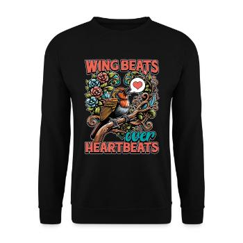 Ornithologie Battements d’ailes sur battements de cœur Zoologiste - Sweat-shirt Unisexe - noir - Devant - Alina (178cm) & Michal (187cm)