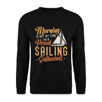 Le matin de navigation n’est pas mon heure Je suis propriétaire d’un bateau - Sweat-shirt Unisexe - noir - Devant - Alina (178cm) & Michal (187cm)