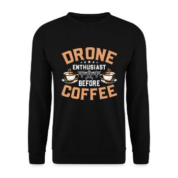 Drone Enthusiast Before Aviation Coffee Lover - Unisex Sweatshirt - black - Front - Alina (178cm) & Michal (187cm)