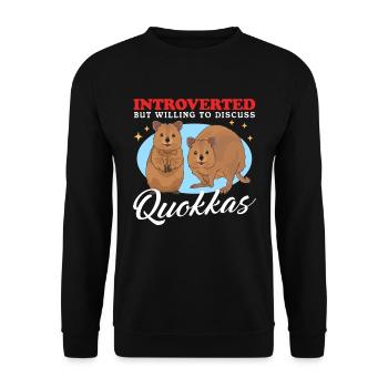 Quokka Kurzschwanzkänguru Quokkas Geschenk - Unisex Pullover - Schwarz - Vorne - Alina (178cm) & Michal (187cm)