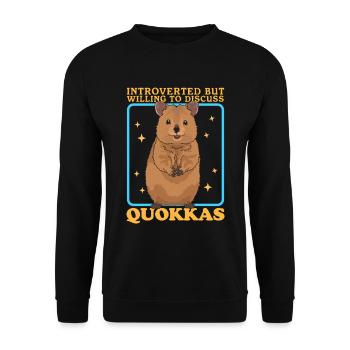 Quokka Kurzschwanzkänguru Quokkas Geschenke - Unisex Pullover - Schwarz - Vorne - Alina (178cm) & Michal (187cm)
