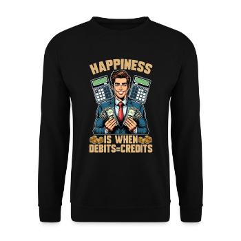 Le bonheur comptable, c’est quand débite Tableur - Sweat-shirt Unisexe - noir - Devant - Alina (178cm) & Michal (187cm)