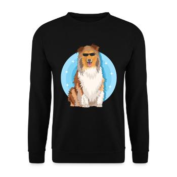 Collie Hunde Langhaarcollie Rough Collies Geschenk - Unisex Pullover - Schwarz - Vorne - Alina (178cm) & Michal (187cm)