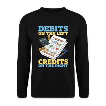 Accounting Debits On The Left Spreadsheet Finance - Unisex Pullover - Schwarz - Vorne - Alina (178cm) & Michal (187cm)