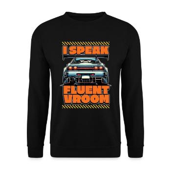 Course automobile Je parle couramment Vroom Aime les voitures de sport - Sweat-shirt Unisexe - noir - Devant - Alina (178cm) & Michal (187cm)