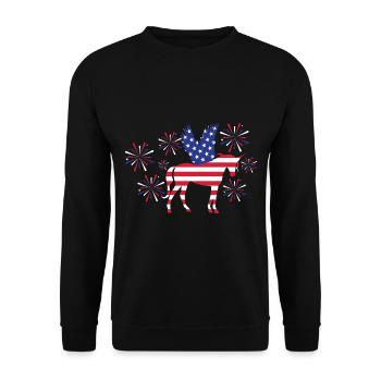 Einhorn Pferd WoKids 4. Juli - Unisex Pullover - Schwarz - Vorne - Alina (178cm) & Michal (187cm)