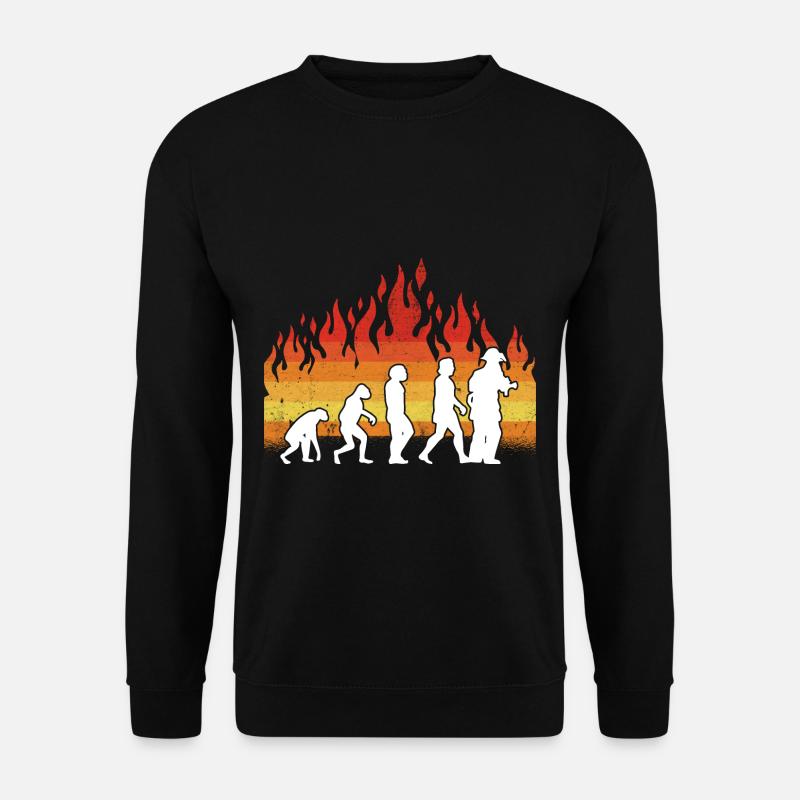 Evolution Feuerwehr Retro Feuerwehrmann Beruf - Unisex Pullover - Schwarz