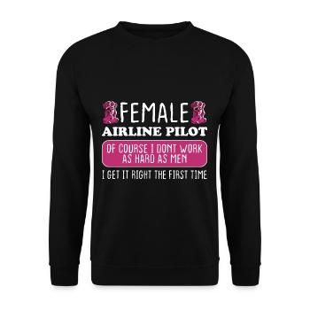 Une femme pilote de ligne réussit du premier coup - Sweat-shirt Unisexe - noir - Devant - Alina (178cm) & Michal (187cm)