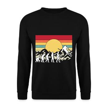 Skiing Evolution Vintag Winter Sport Ski - Unisex Pullover - Schwarz - Vorne - Alina (178cm) & Michal (187cm)