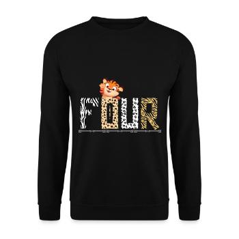 Tiger Birthday Zoo Tiger 4 years old - Unisex Sweatshirt - black - Front - Alina (178cm) & Michal (187cm)