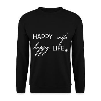 Happy Wife Happy Life - Unisex Sweatshirt - black - Front - Alina (178cm) & Michal (187cm)