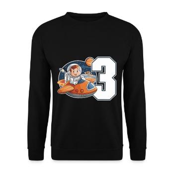 3rd Birrdday Astronaut Space Adventure for Boys - Unisex Pullover - Schwarz - Vorne - Alina (178cm) & Michal (187cm)