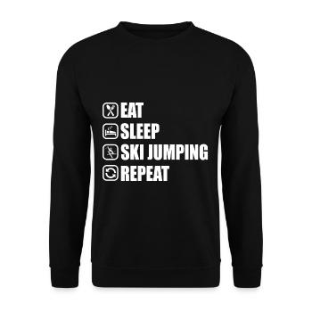 Eat Sleep SkiJumping Repeat Funny Snow Gift - Unisex Sweatshirt - black - Front - Alina (178cm) & Michal (187cm)