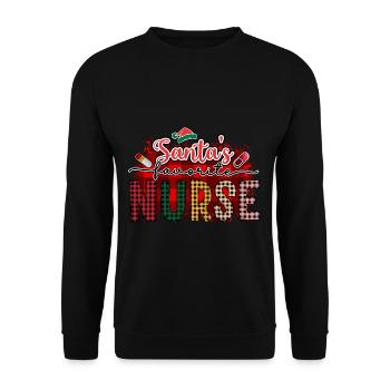 Santa's Favorite Nurse Nursing - Unisex Pullover - Schwarz - Vorne - Alina (178cm) & Michal (187cm)