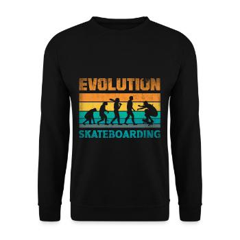 Evolution Skateboarding Skate Retro Streetwear - Unisex Pullover - Schwarz - Vorne - Alina (178cm) & Michal (187cm)