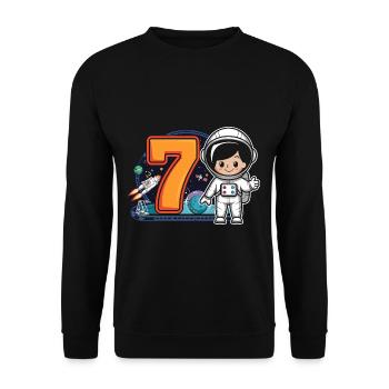 7th Birthday Astronaut Space Adventure for Boys - Unisex Pullover - Schwarz - Vorne - Alina (178cm) & Michal (187cm)
