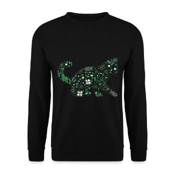 Mignon chat trèfle WoSt. La Journée de Patrick - Sweat-shirt Unisexe - noir - Devant - Alina (178cm) & Michal (187cm)
