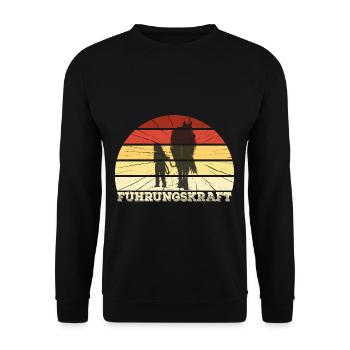Führungskraft Western Halter Pferd Reiten - Unisex Pullover - Schwarz - Vorne - Alina (178cm) & Michal (187cm)