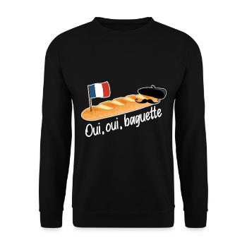 Oui Oui Baguette - Lustiges französisches Essen - Unisex Pullover - Schwarz - Vorne - Alina (178cm) & Michal (187cm)