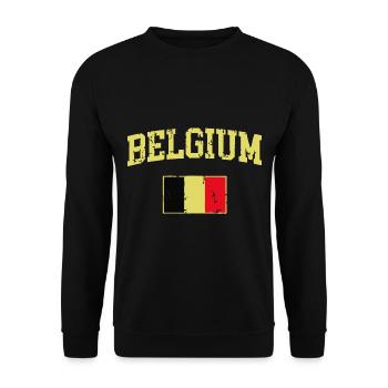 Vintage Drapeau Belgique Rétro Belge - Sweat-shirt Unisexe - noir - Devant - Alina (178cm) & Michal (187cm)