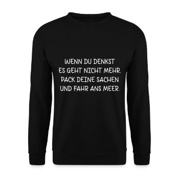 SACHEN PACKEN MEER FAHREN AUSZEIT URLAUB RUHE - Unisex Pullover - Schwarz - Vorne - Alina (178cm) & Michal (187cm)