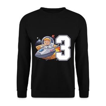 3rd Birrdday Astronaut Space Adventure for Boys - Unisex Pullover - Schwarz - Vorne - Alina (178cm) & Michal (187cm)