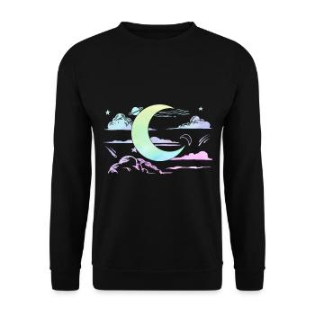 Kawaii Mondsichel Witchy Pastell Goth Mond - Unisex Pullover - Schwarz - Vorne - Alina (178cm) & Michal (187cm)