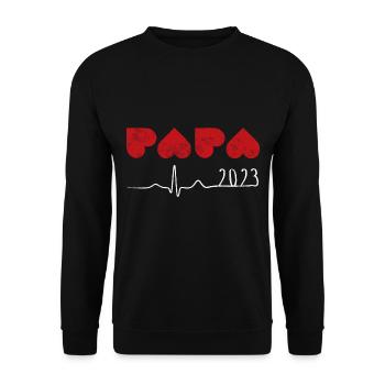 Father with heart 2023 Heartbeat Dad - Unisex Sweatshirt - black - Front - Alina (178cm) & Michal (187cm)