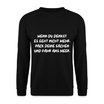 SACHEN PACKEN MEER FAHREN AUSZEIT URLAUB RUHE - Unisex Pullover - Schwarz - Vorne - Alina (178cm) & Michal (187cm)