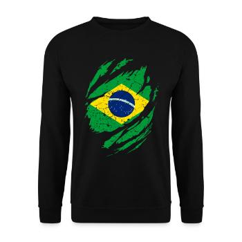 Brazil flag - Unisex Sweatshirt - black - Front - Alina (178cm) & Michal (187cm)