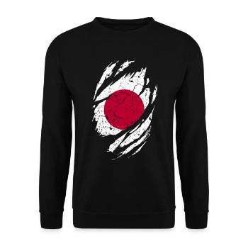 Japan Flagge - Unisex Pullover - Schwarz - Vorne - Alina (178cm) & Michal (187cm)