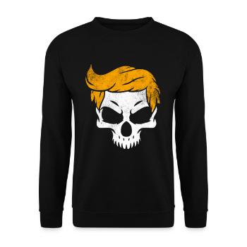 Totenkopf mit blonde Haaren - Unisex Pullover - Schwarz - Vorne - Alina (178cm) & Michal (187cm)