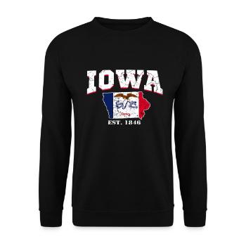 Iowa Flagge - Unisex Pullover - Schwarz - Vorne - Alina (178cm) & Michal (187cm)