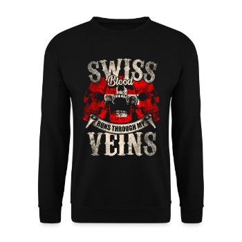 Swiss blood flows through my veins - Unisex Sweatshirt - black - Front - Alina (178cm) & Michal (187cm)