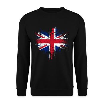 Union Jack - Britische Flagge - Unisex Pullover - Schwarz - Vorne - Alina (178cm) & Michal (187cm)