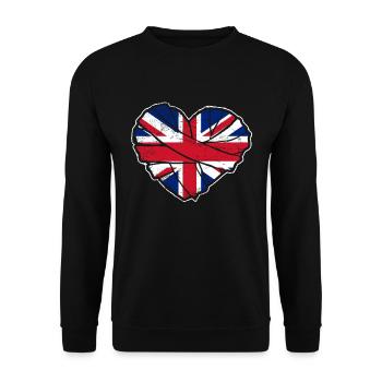 Royaume-Uni Drapeau britannique Coeur - Sweat-shirt Unisexe - noir - Devant - Alina (178cm) & Michal (187cm)