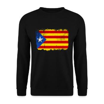 Katalonien Flagge - Unisex Pullover - Schwarz - Vorne - Alina (178cm) & Michal (187cm)
