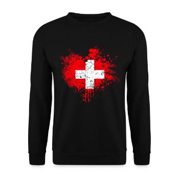 Schweiz Flagge - Unisex Pullover - Schwarz - Vorne - Alina (178cm) & Michal (187cm)
