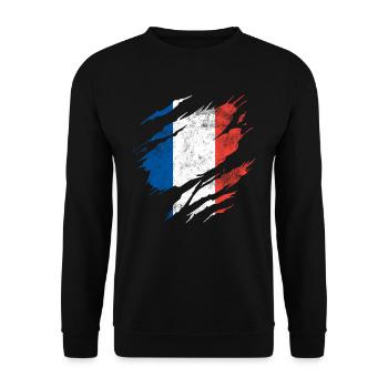 Drapeau de la France - Sweat-shirt Unisexe - noir - Devant - Alina (178cm) & Michal (187cm)