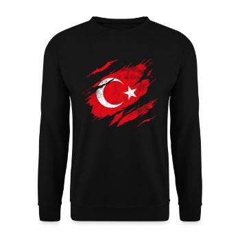 Turquie Drapeau - Sweat-shirt Unisexe - noir - Devant - Alina (178cm) & Michal (187cm)