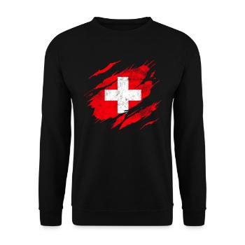 Drapeau suisse - Sweat-shirt Unisexe - noir - Devant - Alina (178cm) & Michal (187cm)