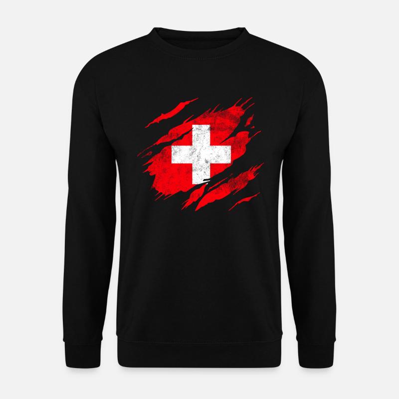 Schweiz Flagge - Unisex Pullover - Schwarz