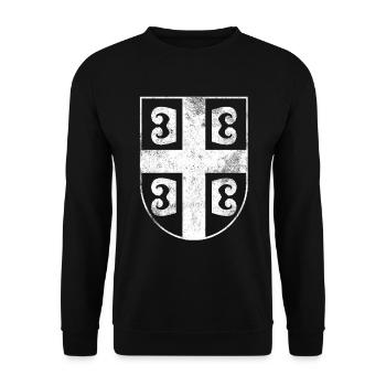 Serbien Wappen - Unisex Pullover - Schwarz - Vorne - Alina (178cm) & Michal (187cm)