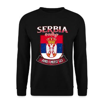 Serbien Wappen - Unisex Pullover - Schwarz - Vorne - Alina (178cm) & Michal (187cm)