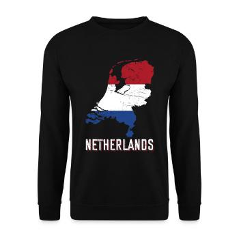 Netherlands flag country shape - Unisex Sweatshirt - black - Front - Alina (178cm) & Michal (187cm)